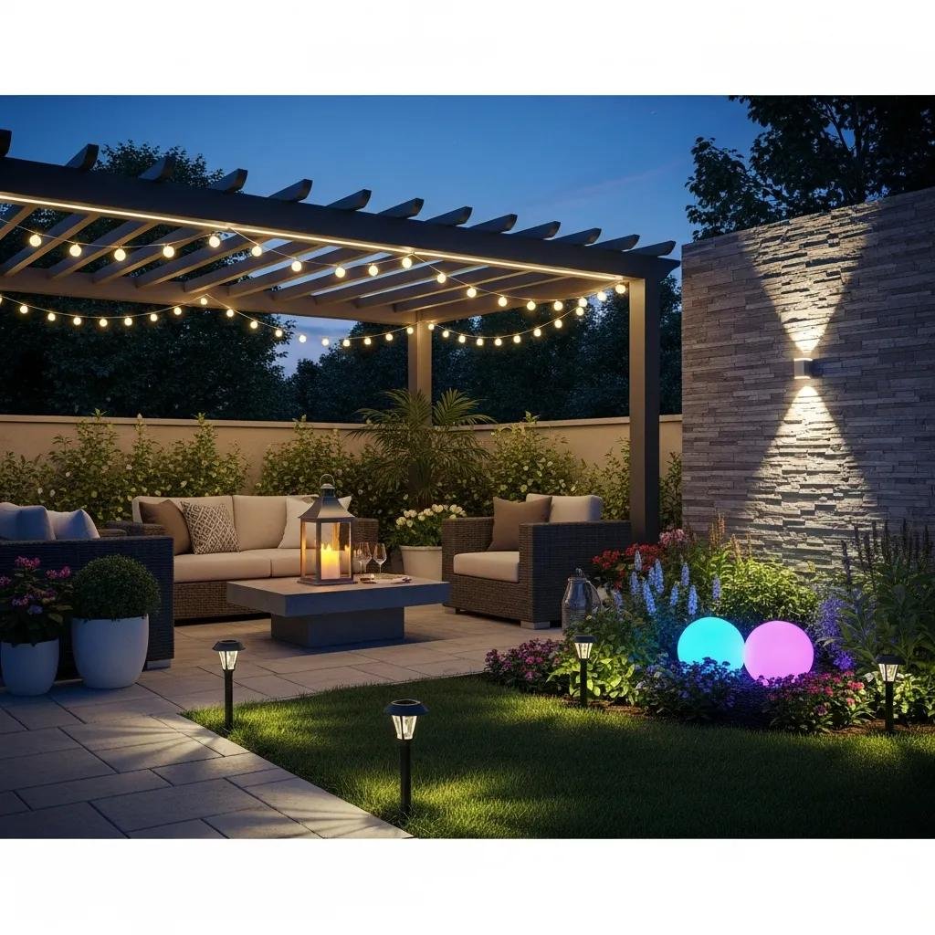 Modern outdoor lighting solutions enhancing a cozy patio atmosphere
